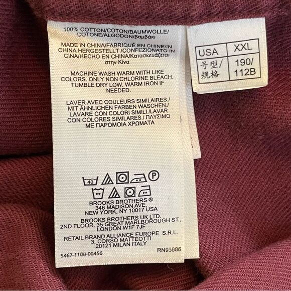Brooks Brothers The Original Polo Shirt 346 Burgundy Button Down Mens XXL - Picture 5 of 7